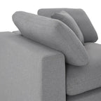 Canapé d'angle en lin gris avec rembourrage en duvet et 2 poufs, chaise longue réversible