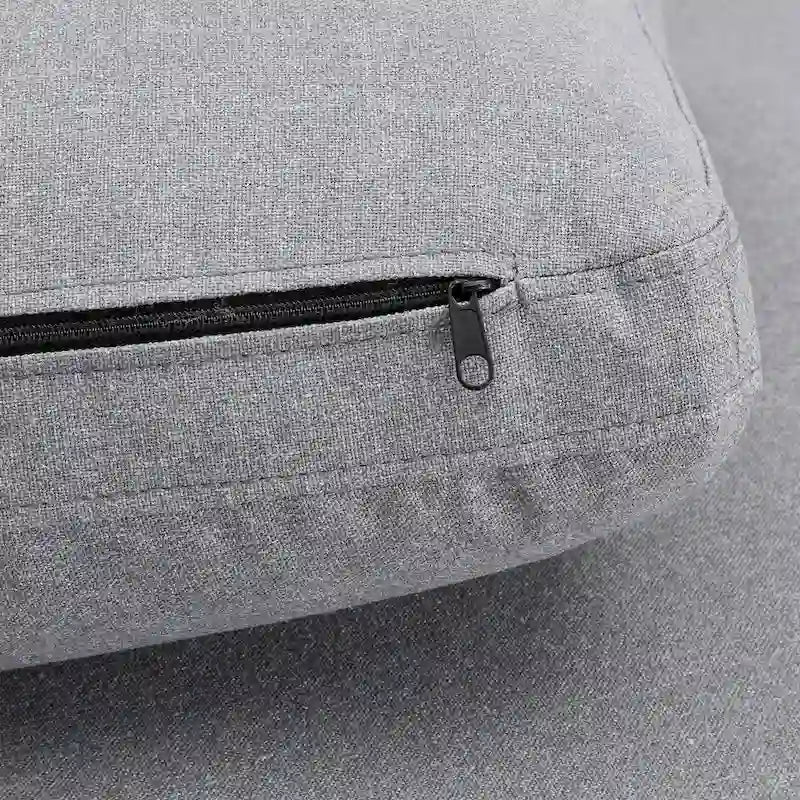 Canapé d'angle en lin gris avec rembourrage en duvet et 2 poufs, chaise longue réversible