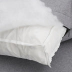 Canapé d'angle en lin gris avec rembourrage en duvet et 2 poufs, chaise longue réversible