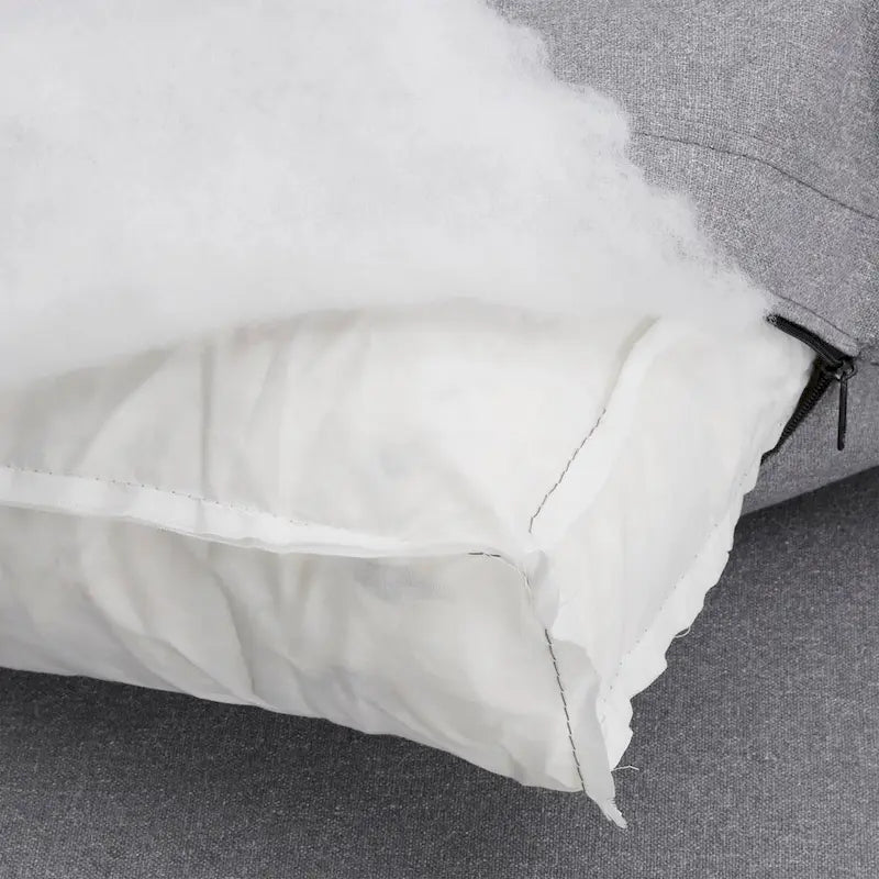 Canapé d'angle en lin gris avec rembourrage en duvet et 2 poufs, chaise longue réversible