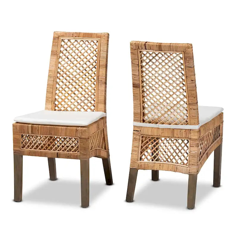 Lot de 2 chaises de salle à manger Bohème en rotin marron naturel – Style Bohème Moderne