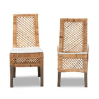 Lot de 2 chaises de salle à manger Bohème en rotin marron naturel – Style Bohème Moderne
