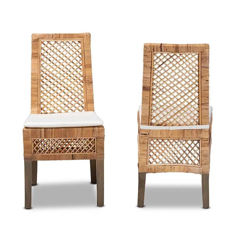 Lot de 2 chaises de salle à manger Bohème en rotin marron naturel – Style Bohème Moderne