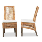 Lot de 2 chaises de salle à manger Bohème en rotin marron naturel – Style Bohème Moderne