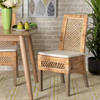 Lot de 2 chaises de salle à manger Bohème en rotin marron naturel – Style Bohème Moderne