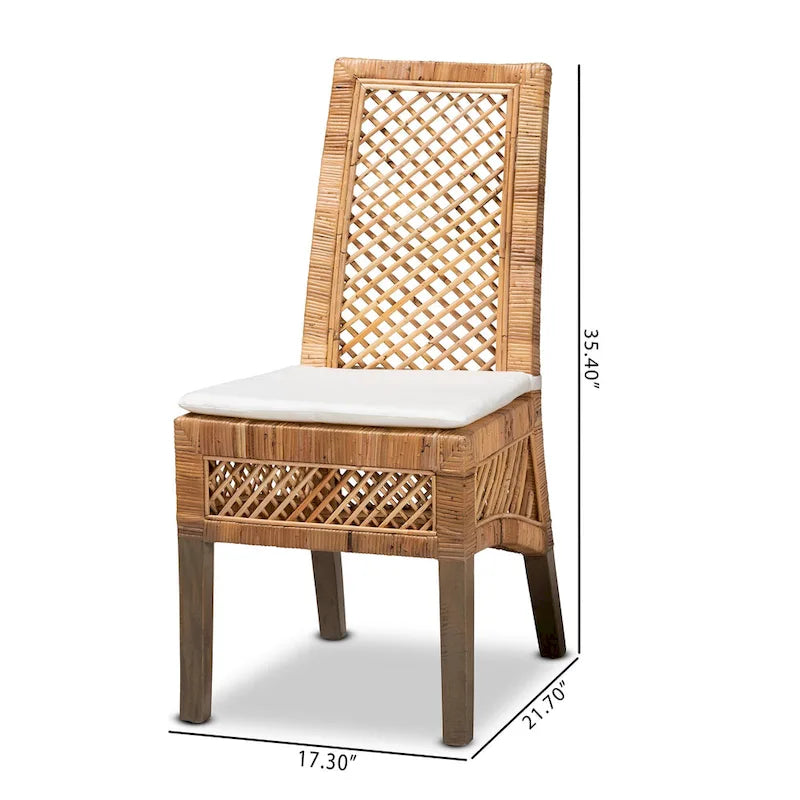 Lot de 2 chaises de salle à manger Bohème en rotin marron naturel – Style Bohème Moderne