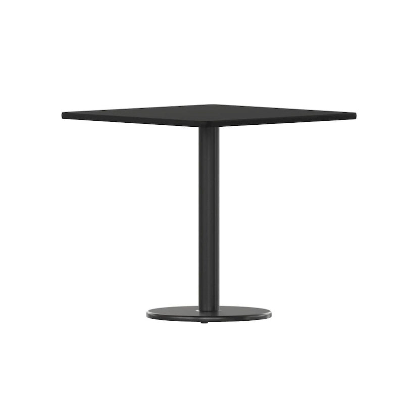 Plateau de table stratifié carré de 30 po avec base ronde de 18 po à hauteur de table - 30W x 30D x 31.125H - 30W x 30D x 31.125H