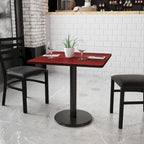 Plateau de table stratifié carré de 30 po avec base ronde de 18 po à hauteur de table - 30W x 30D x 31.125H - 30W x 30D x 31.125H