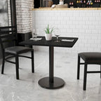 Plateau de table stratifié carré de 30 po avec base ronde de 18 po à hauteur de table - 30W x 30D x 31.125H - 30W x 30D x 31.125H