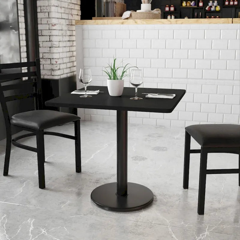 Plateau de table stratifié carré de 30 po avec base ronde de 18 po à hauteur de table - 30W x 30D x 31.125H - 30W x 30D x 31.125H
