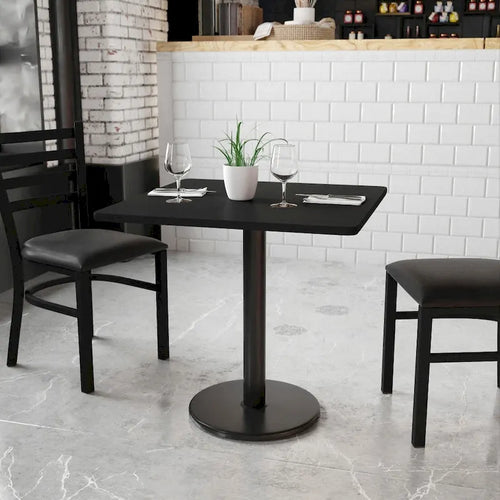 Plateau de table stratifié carré de 30 po avec base ronde de 18 po à hauteur de table - 30W x 30D x 31.125H - 30W x 30D x 31.125H