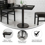 Plateau de table stratifié carré de 30 po avec base ronde de 18 po à hauteur de table - 30W x 30D x 31.125H - 30W x 30D x 31.125H