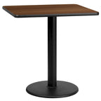 Plateau de table stratifié carré de 30 po avec base ronde de 18 po à hauteur de table - 30W x 30D x 31.125H - 30W x 30D x 31.125H