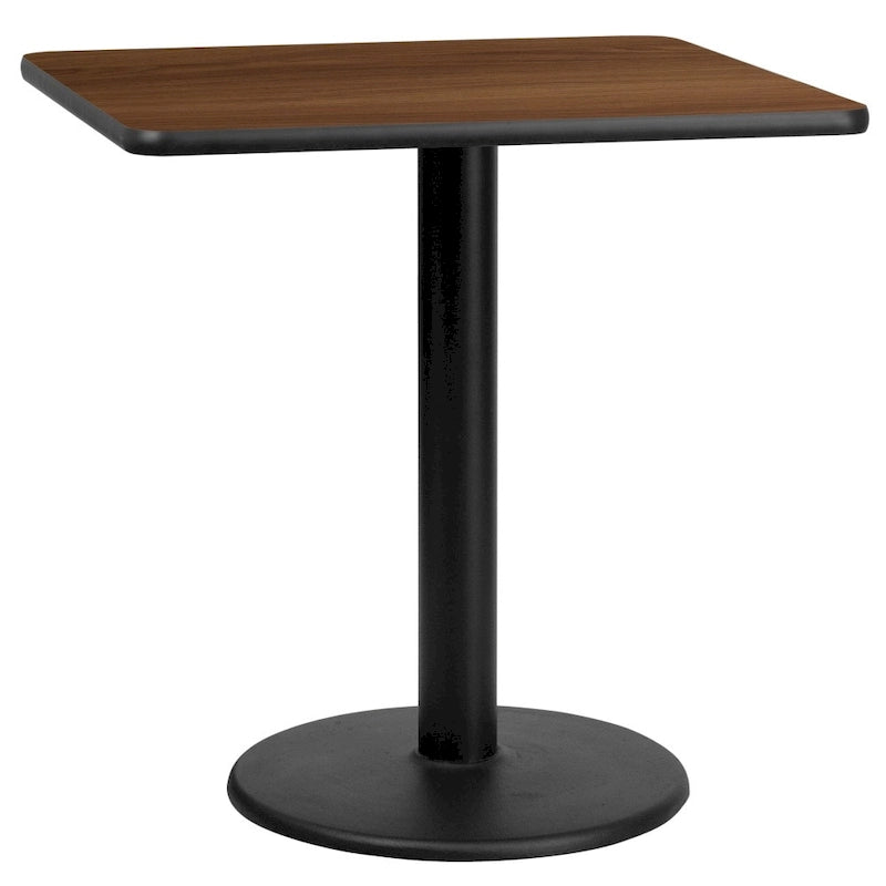 Plateau de table stratifié carré de 30 po avec base ronde de 18 po à hauteur de table - 30W x 30D x 31.125H - 30W x 30D x 31.125H