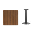 Plateau de table stratifié carré de 30 po avec base ronde de 18 po à hauteur de table - 30W x 30D x 31.125H - 30W x 30D x 31.125H