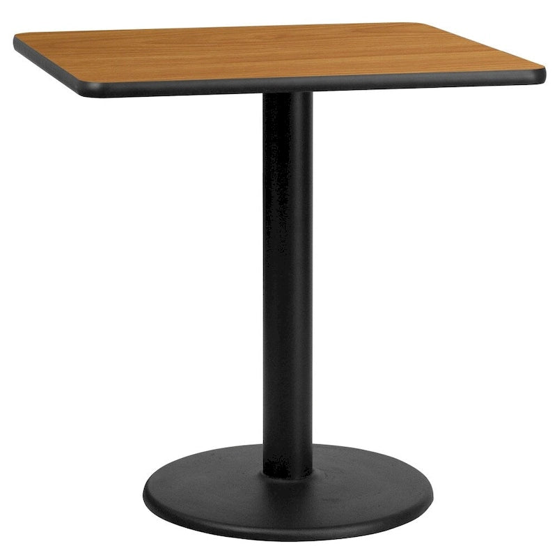 Plateau de table stratifié carré de 30 po avec base ronde de 18 po à hauteur de table - 30W x 30D x 31.125H - 30W x 30D x 31.125H