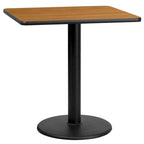 Plateau de table stratifié carré de 30 po avec base ronde de 18 po à hauteur de table - 30W x 30D x 31.125H - 30W x 30D x 31.125H