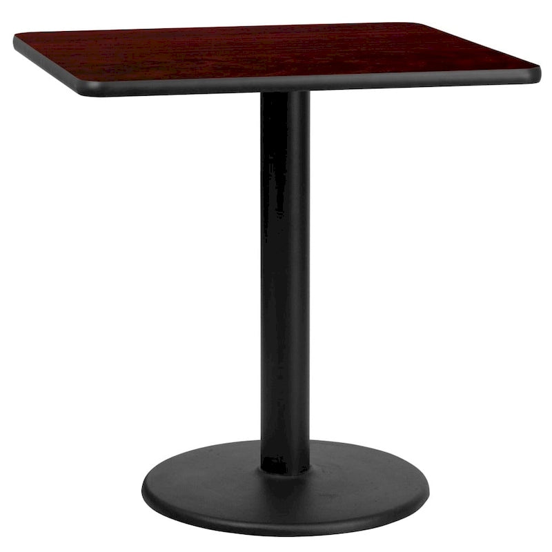 Plateau de table stratifié carré de 30 po avec base ronde de 18 po à hauteur de table - 30W x 30D x 31.125H - 30W x 30D x 31.125H