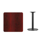 Plateau de table stratifié carré de 30 po avec base ronde de 18 po à hauteur de table - 30W x 30D x 31.125H - 30W x 30D x 31.125H