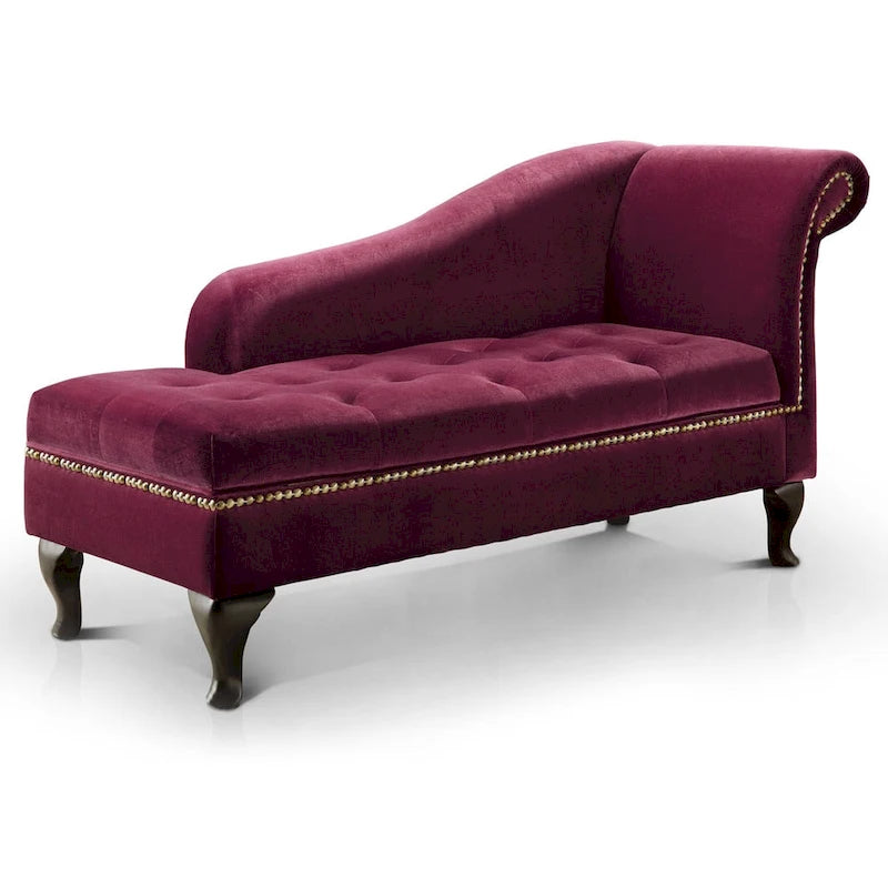 Chaise longue de rangement capitonnée moderne en bois massif avec siège d'appoint rembourré
