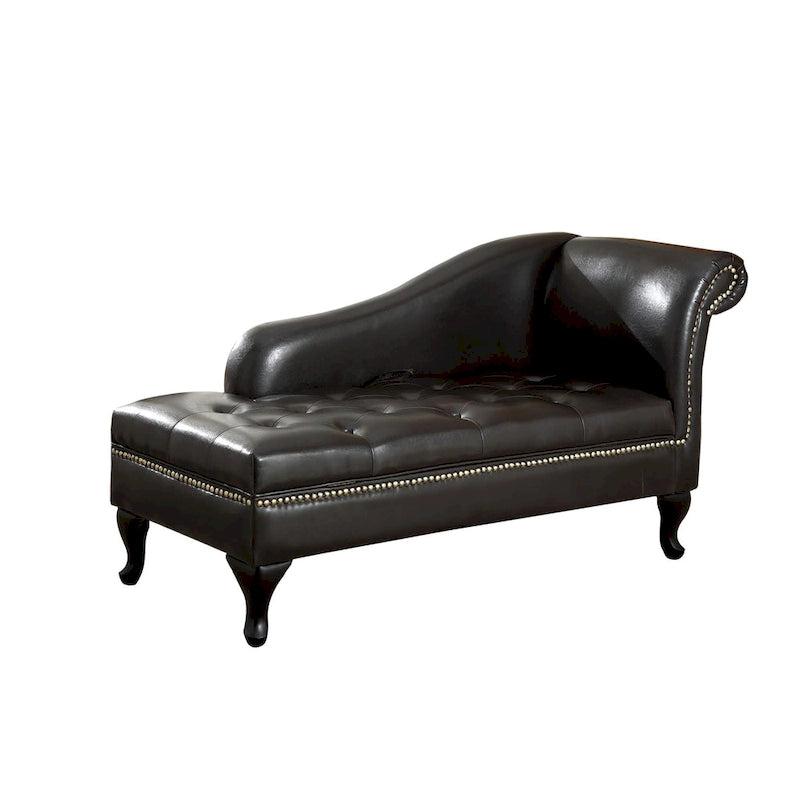 Chaise longue de rangement capitonnée moderne en bois massif avec siège d'appoint rembourré