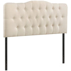 Tête de lit capitonnée très grand lit en tissu ivoire, accent de chambre transitoire