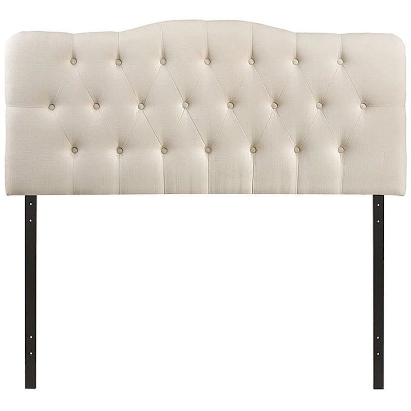 Tête de lit capitonnée très grand lit en tissu ivoire, accent de chambre transitoire