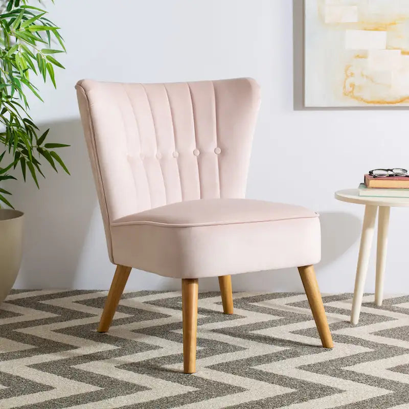 Fauteuil d'appoint du milieu du siècle, revêtement en velours, pieds en bois rétro, siège de salon
