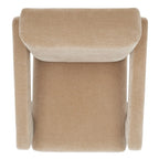 Fauteuil d'appoint moderne en velours, entièrement rembourré, avec dossier incliné, d'inspiration milieu de siècle.