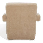 Fauteuil d'appoint moderne en velours, entièrement rembourré, avec dossier incliné, d'inspiration milieu de siècle.