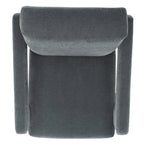Fauteuil d'appoint moderne en velours, entièrement rembourré, avec dossier incliné, d'inspiration milieu de siècle.