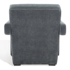 Fauteuil d'appoint moderne en velours, entièrement rembourré, avec dossier incliné, d'inspiration milieu de siècle.