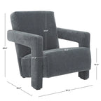 Fauteuil d'appoint moderne en velours, entièrement rembourré, avec dossier incliné, d'inspiration milieu de siècle.