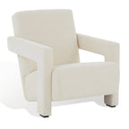 Fauteuil d'appoint moderne en velours, entièrement rembourré, avec dossier incliné, d'inspiration milieu de siècle.