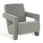 Fauteuil d'appoint moderne en velours, entièrement rembourré, avec dossier incliné, d'inspiration milieu de siècle.