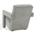 Fauteuil d'appoint moderne en velours, entièrement rembourré, avec dossier incliné, d'inspiration milieu de siècle.