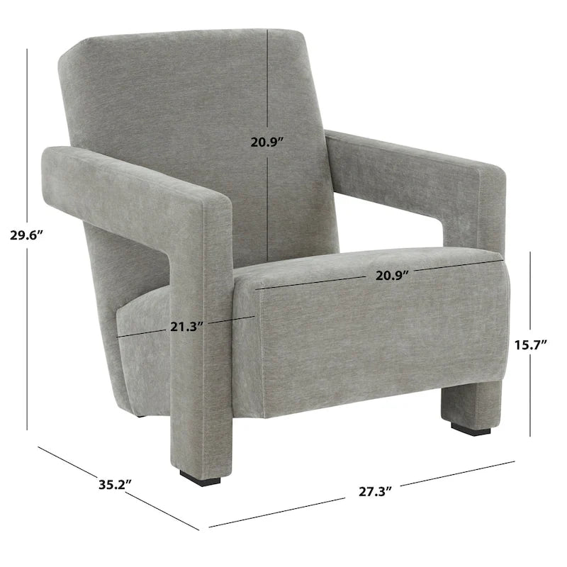 Fauteuil d'appoint moderne en velours, entièrement rembourré, avec dossier incliné, d'inspiration milieu de siècle.