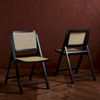 Ensemble de 2 chaises de salle à manger pliantes en rotin avec dossier en maille, style aéré et élégant