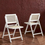 Ensemble de 2 chaises de salle à manger pliantes en rotin avec dossier en maille, style aéré et élégant
