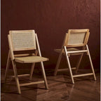 Ensemble de 2 chaises de salle à manger pliantes en rotin avec dossier en maille, style aéré et élégant