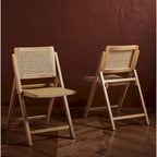 Ensemble de 2 chaises de salle à manger pliantes en rotin avec dossier en maille, style aéré et élégant