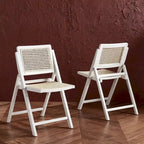 Ensemble de 2 chaises de salle à manger pliantes en rotin avec dossier en maille, style aéré et élégant