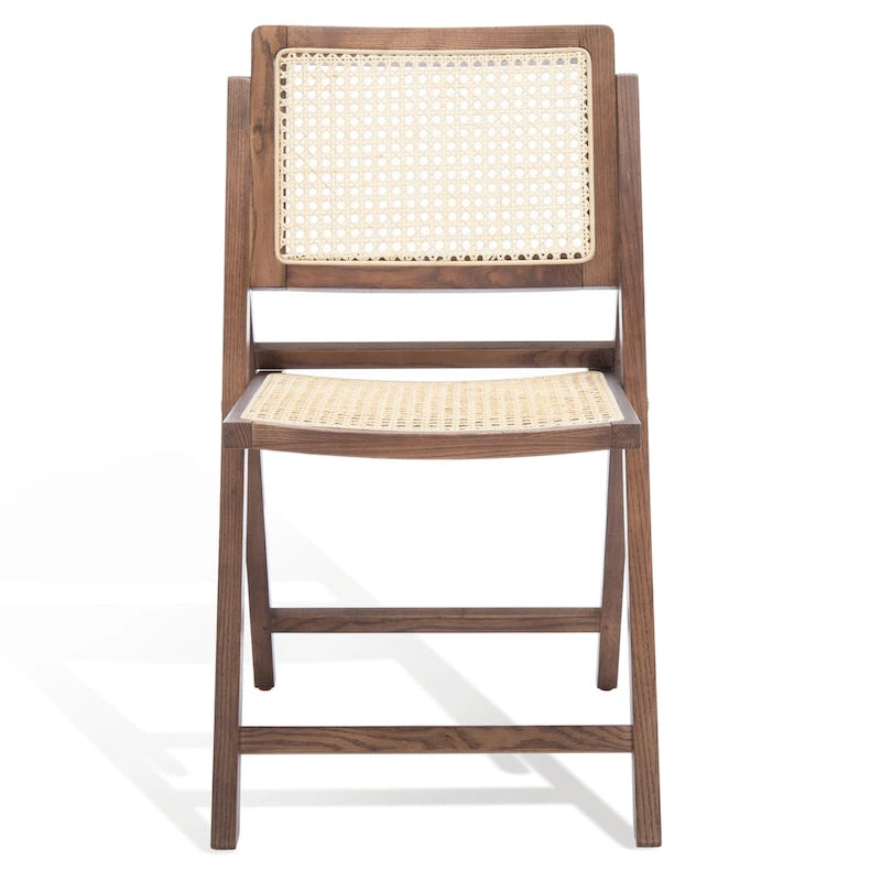 Ensemble de 2 chaises de salle à manger pliantes en rotin avec dossier en maille, style aéré et élégant