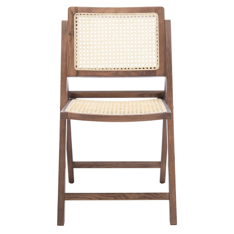 Ensemble de 2 chaises de salle à manger pliantes en rotin avec dossier en maille, style aéré et élégant