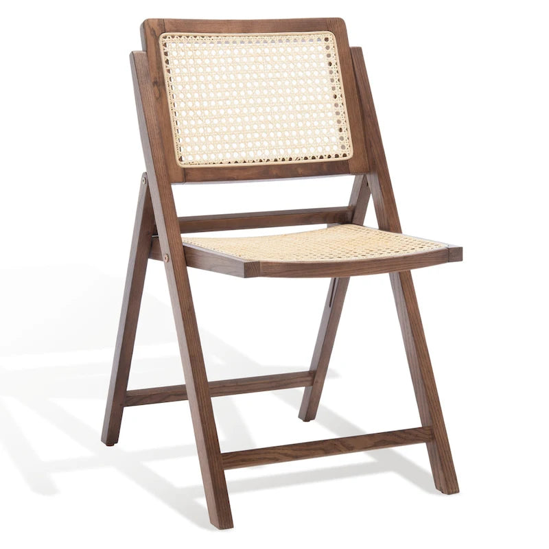 Ensemble de 2 chaises de salle à manger pliantes en rotin avec dossier en maille, style aéré et élégant