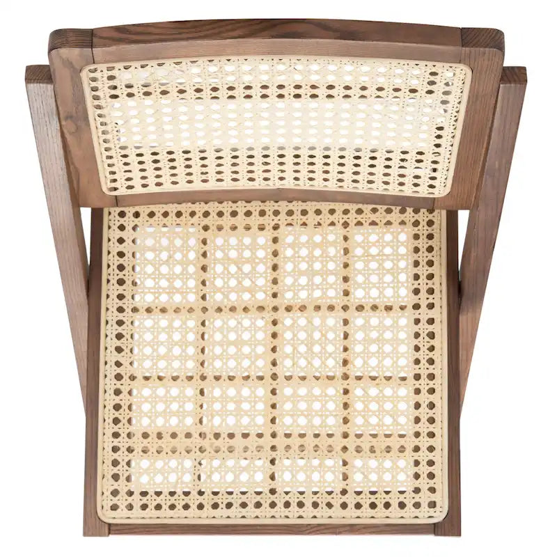 Ensemble de 2 chaises de salle à manger pliantes en rotin avec dossier en maille, style aéré et élégant