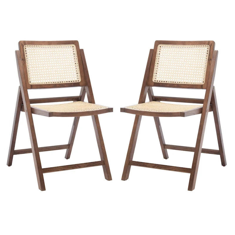 Ensemble de 2 chaises de salle à manger pliantes en rotin avec dossier en maille, style aéré et élégant
