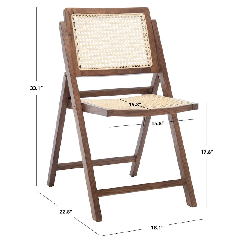 Ensemble de 2 chaises de salle à manger pliantes en rotin avec dossier en maille, style aéré et élégant