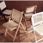 Ensemble de 2 chaises de salle à manger pliantes en rotin avec dossier en maille, style aéré et élégant