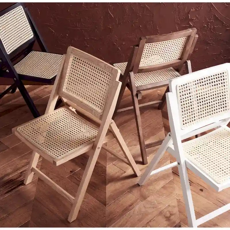 Ensemble de 2 chaises de salle à manger pliantes en rotin avec dossier en maille, style aéré et élégant
